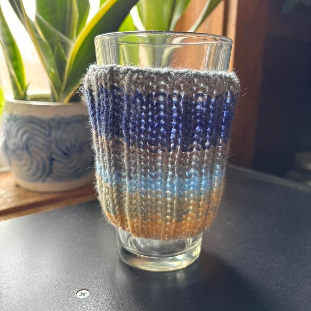 Hand knit coffee sleeve cozy